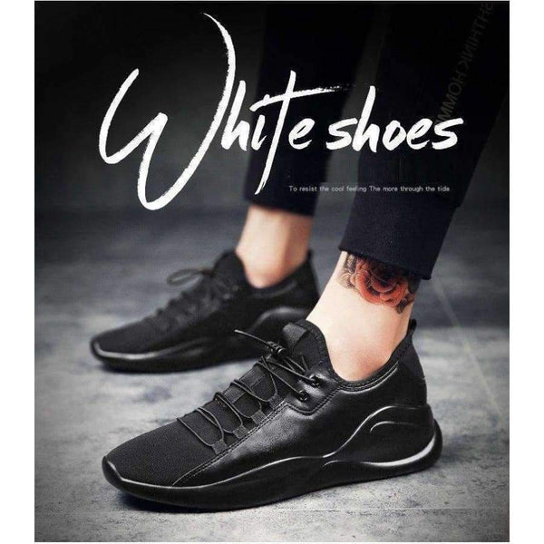 Planet Gates Basic Style Brand Men Sport Shoes Breathable Leather Man Sneaker Krasovki Dark Black Hombre Tennis Zapato Calcado
