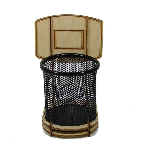 Planet Gates Basketball Stand Desk Stationery Organizer Wooden Pen Holder Container for Office Accessories House Supplies