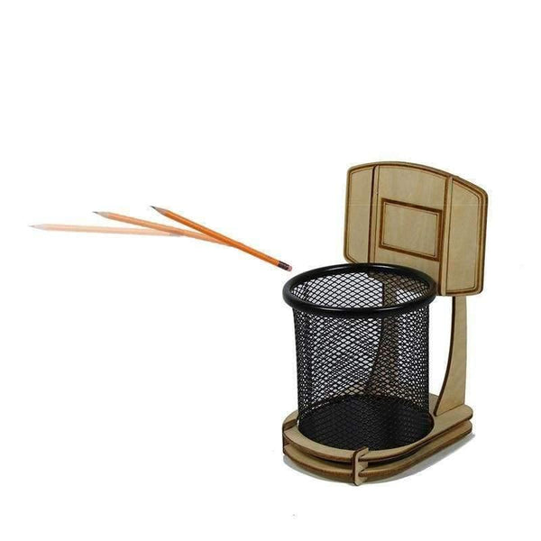 Planet Gates Basketball Stand Desk Stationery Organizer Wooden Pen Holder Container for Office Accessories House Supplies