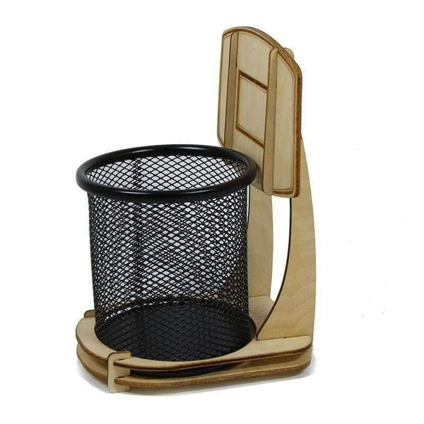 Planet Gates Basketball Stand Desk Stationery Organizer Wooden Pen Holder Container for Office Accessories House Supplies