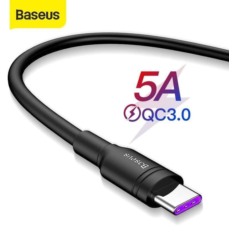 Basus 5A USB Type C Cable for Huawei P30 Mate 30 Pro Supercharge Quick Charge 3.0 Fast Charging for Xiaomi 9 USB-C Charger Wire