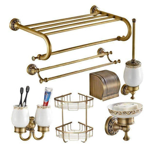 Planet Gates Bath Towel Rack Bathroom hardware set Antique Brass Carved Bathroom Products wall mounted brass Bathroom Accessories set shelf towel rack A2D