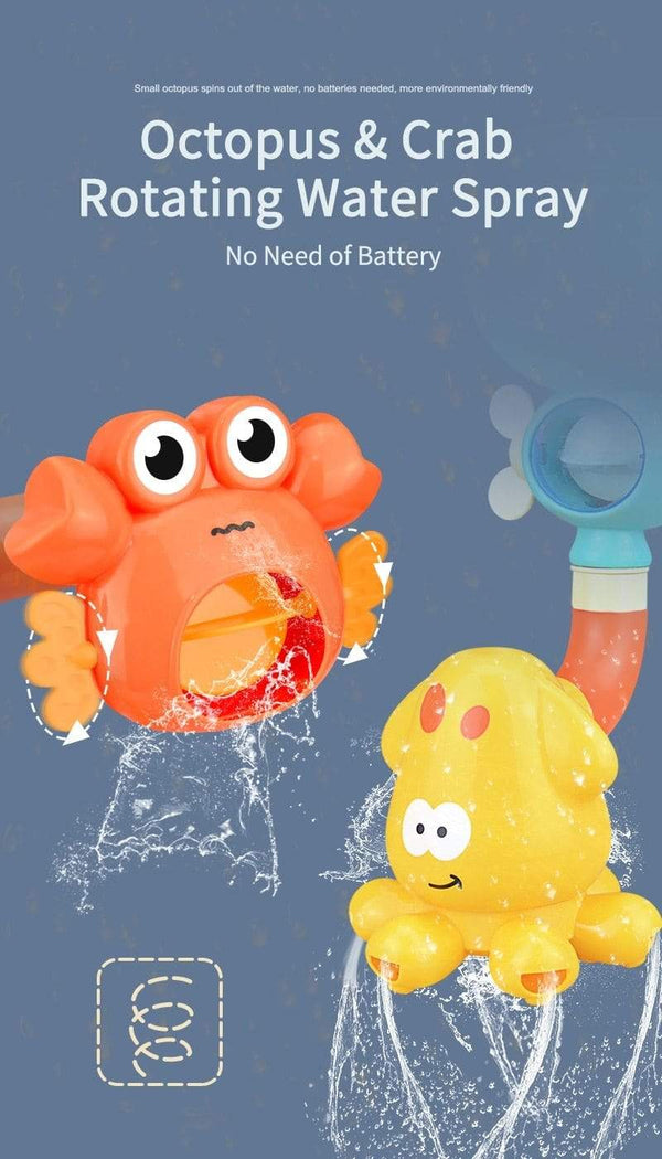 Planet Gates Bath Toys Baby Water Game Faucet Shower Rubber Duck Waterwheel Dabbling Water Spray Set For Kids Animals Bathroom Summer Toys