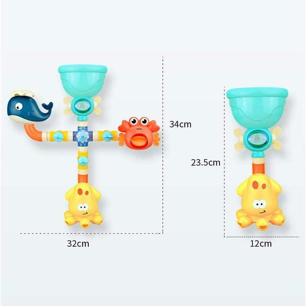 Planet Gates Bath Toys Baby Water Game Faucet Shower Rubber Duck Waterwheel Dabbling Water Spray Set For Kids Animals Bathroom Summer Toys