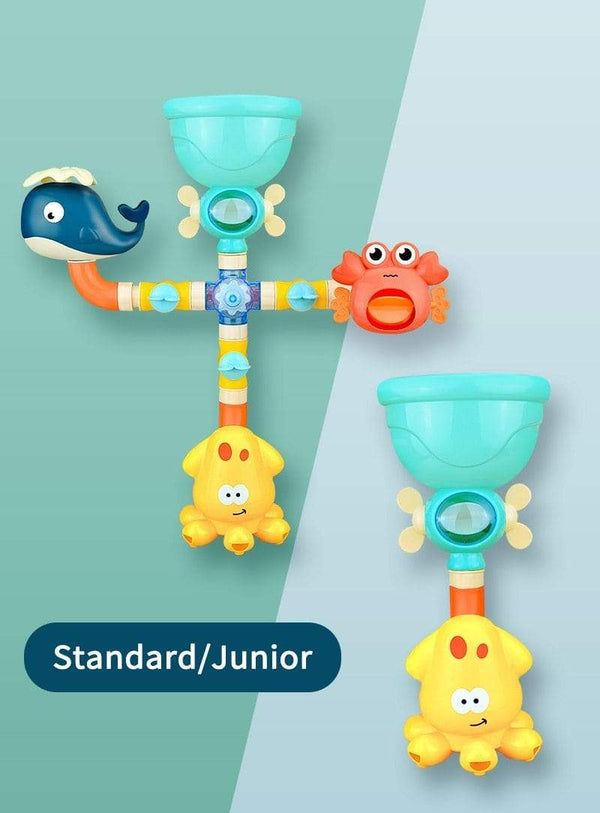 Planet Gates Bath Toys Baby Water Game Faucet Shower Rubber Duck Waterwheel Dabbling Water Spray Set For Kids Animals Bathroom Summer Toys