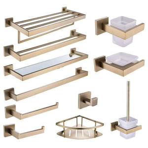 Planet Gates Bathroom Accessories Brushed Gold Stainless Steel Dish Rack Towel Rod Towel Ring Bathrobe Hook Paper Towel Rack
