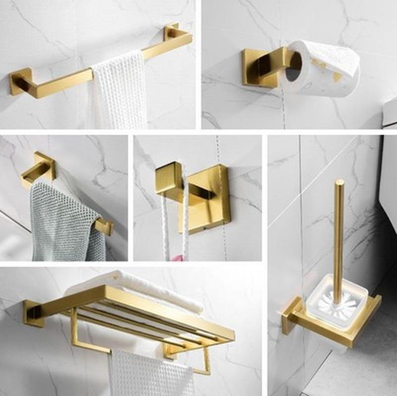 Planet Gates Bathroom Accessories Set 304 Stainless Steel Toilet Paper Holder Toilet Brush Holder Wall Mounted Brushed Bathroom Hardware