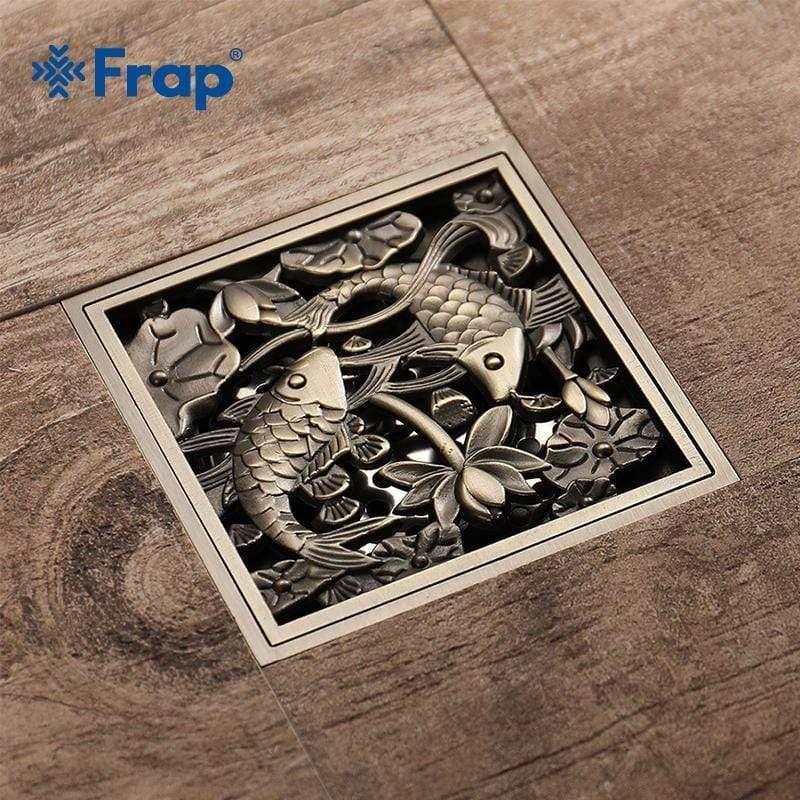 Planet Gates Bathroom Fish Lotus Pattern Brass Copper Deodorant Bathroom Shower Floor Drain for Kitchen Balcony Y38065