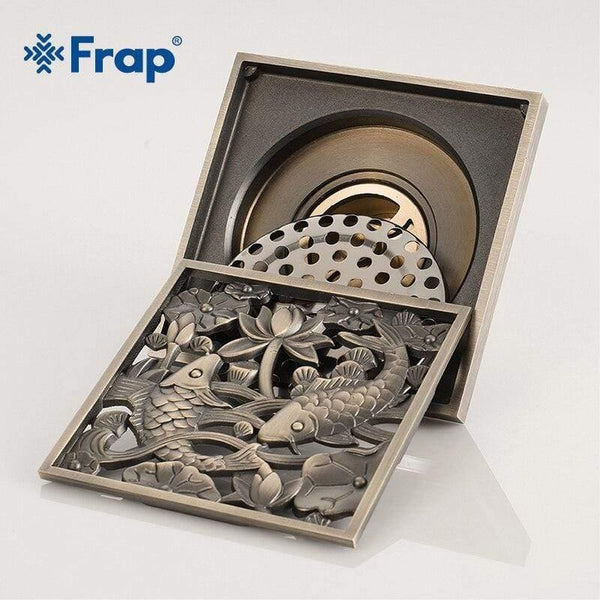 Planet Gates Bathroom Fish Lotus Pattern Brass Copper Deodorant Bathroom Shower Floor Drain for Kitchen Balcony Y38065