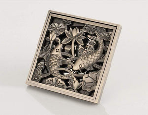 Planet Gates Bathroom Fish Lotus Pattern Brass Copper Deodorant Bathroom Shower Floor Drain for Kitchen Balcony Y38065