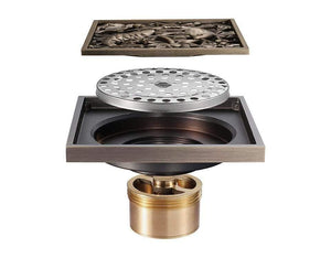 Planet Gates Bathroom Fish Lotus Pattern Brass Copper Deodorant Bathroom Shower Floor Drain for Kitchen Balcony Y38065