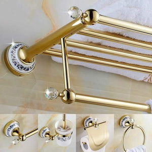 Planet Gates Bathroom Hardware Set Antique Gold&Crystal Bathroom Accessories Sets Bathroom Products FE1