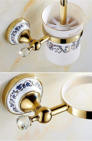 Planet Gates Bathroom Hardware Set Antique Gold&Crystal Bathroom Accessories Sets Bathroom Products FE1