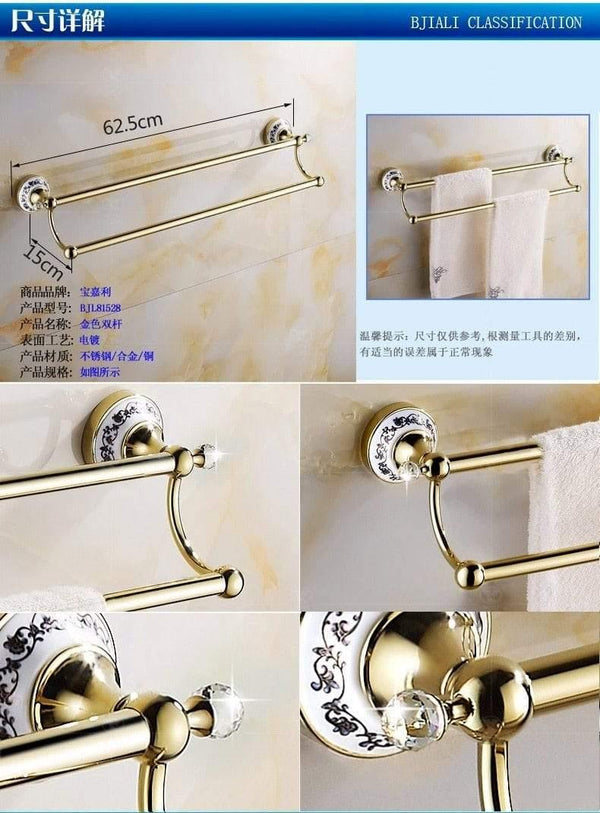 Planet Gates Bathroom Hardware Set Antique Gold&Crystal Bathroom Accessories Sets Bathroom Products FE1