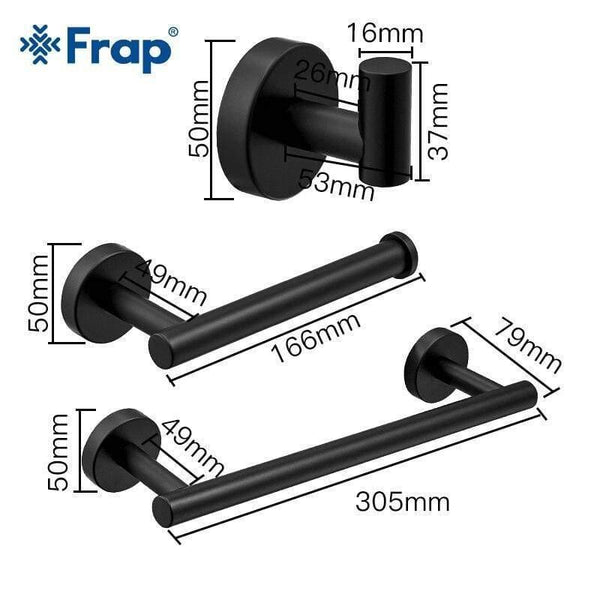 Planet Gates Bathroom Hardware Set Black Robe Hook Single Towel Bar Robe Hook Paper Holder Bathroom Accessories Y38124-2