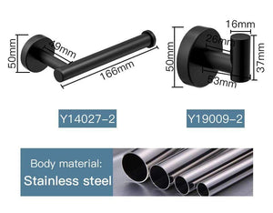 Planet Gates Bathroom Hardware Set Black Robe Hook Single Towel Bar Robe Hook Paper Holder Bathroom Accessories Y38124-2