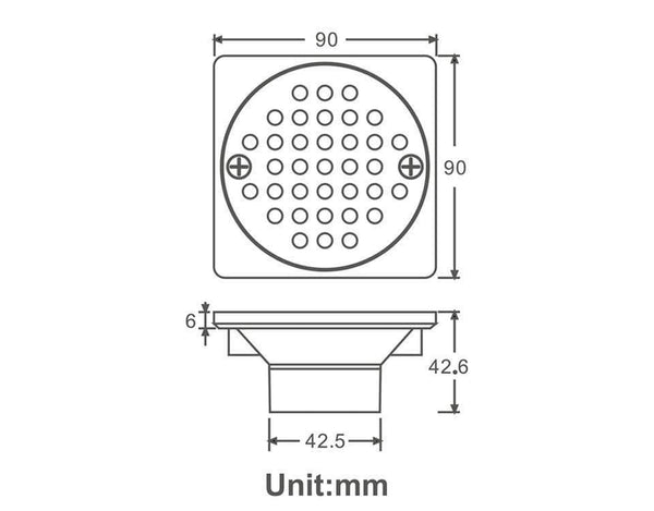 Planet Gates Bathroom Kitchen Balcony Shower Floor Drains 9*9cm Waste Grate Square Floor Shower Drain Waste Grate Drain Y38098 (Y38098)