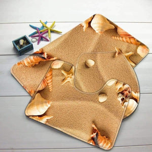 Planet Gates Bathroom Mat Sets 3 Piece Beach Sea Shell Pattern Toilet Mat Anti Slip Bathroom Rug Set Bathroom Products