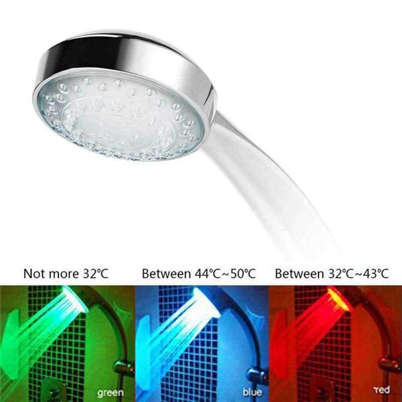 Planet Gates Bathroom products automatic luminous color LED 3 round shower caddy color handheld shower temperature sensor
