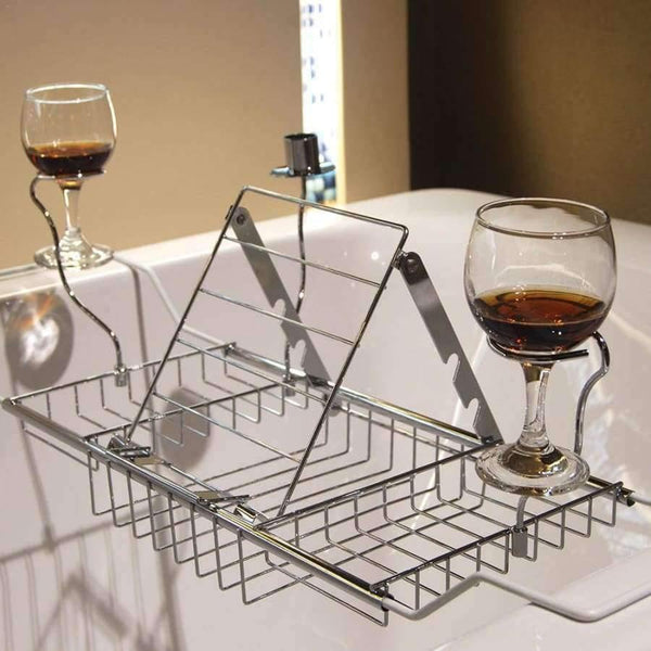Planet Gates Bathtub Tray Shower Shelf Storage Chrome bath tub tray Wine Rack Extension Bathroom Storage Organization