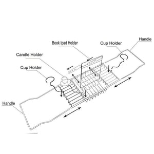 Planet Gates Bathtub Tray Shower Shelf Storage Chrome bath tub tray Wine Rack Extension Bathroom Storage Organization