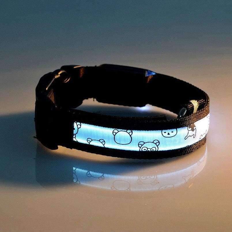 Planet Gates Battery Blue / S Dog Collar Nylon Creative Printing Style Night Lighting LED Flashing Growing Pet Dog Necklace Collar Luminous Pet Products