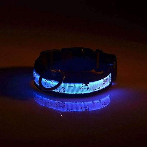 Planet Gates Battery Blue / S Dog Collar Nylon Creative Printing Style Night Lighting LED Flashing Growing Pet Dog Necklace Collar Luminous Pet Products