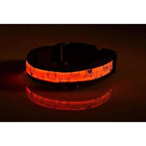 Planet Gates Battery Blue / S Dog Collar Nylon Creative Printing Style Night Lighting LED Flashing Growing Pet Dog Necklace Collar Luminous Pet Products