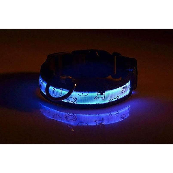 Planet Gates Battery Blue / S Dog Collar Nylon Creative Printing Style Night Lighting LED Flashing Growing Pet Dog Necklace Collar Luminous Pet Products