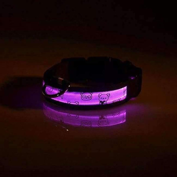 Planet Gates Battery Pink / S Dog Collar Nylon Creative Printing Style Night Lighting LED Flashing Growing Pet Dog Necklace Collar Luminous Pet Products