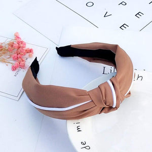 Fashion Solid Color Hair Bands For Women Cross Knot Bow White Side Headband Girl Sport Face Wash Hair Accessories FG078