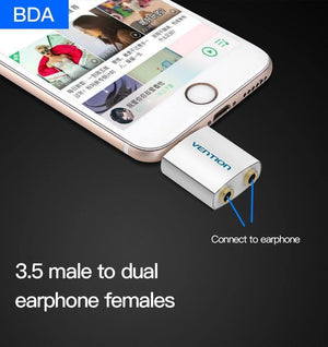 Planet Gates BDAW0 / Aux Adapter Vention 3.5mm Earphone Audio Splitter Connecter Adapter with mic 1 Male to 2 Female Audio Adapter For Headphone PC Mobile Phone