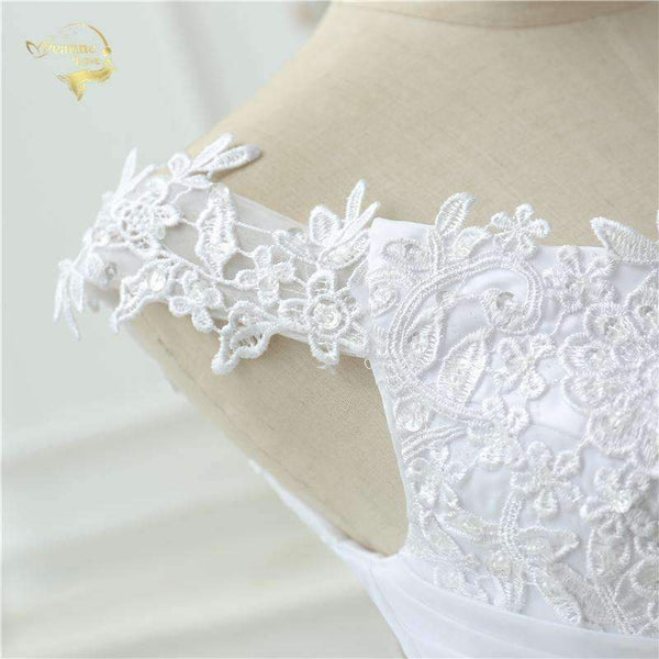 Planet Gates Beach Wedding Dress Casamento A line Cap Sleeves Robe De Mariage Vintage Boho Lace Wedding Dresses 2018 OW 7800