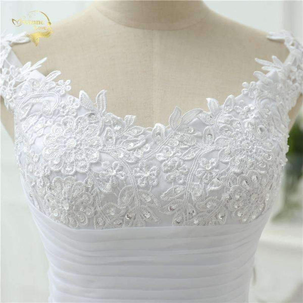 Planet Gates Beach Wedding Dress Casamento A line Cap Sleeves Robe De Mariage Vintage Boho Lace Wedding Dresses 2018 OW 7800