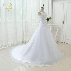 Planet Gates Beach Wedding Dress Casamento A line Cap Sleeves Robe De Mariage Vintage Boho Lace Wedding Dresses 2018 OW 7800