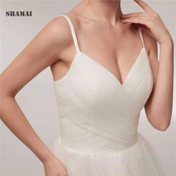 Planet Gates Beach Wedding Dresses 2018 Spaghetti Straps Wedding Gowns Cheap Real Photo Vestido De Noiva White Ivory Bride Dress