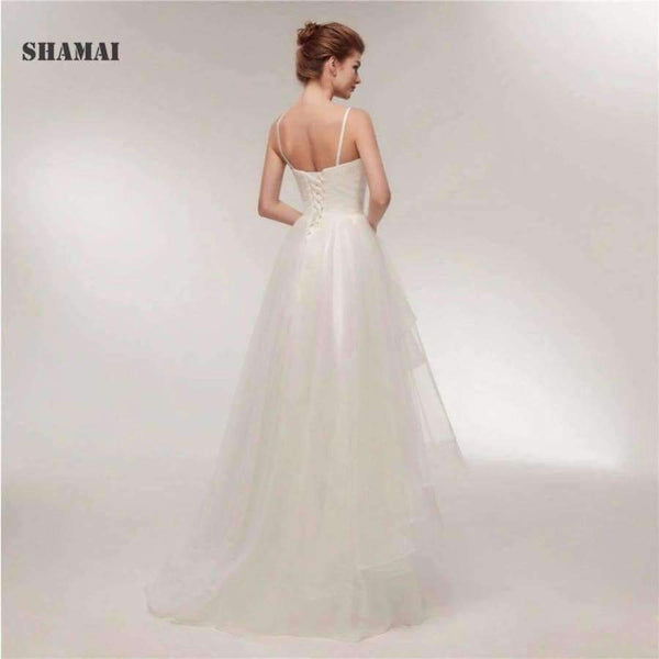 Planet Gates Beach Wedding Dresses 2018 Spaghetti Straps Wedding Gowns Cheap Real Photo Vestido De Noiva White Ivory Bride Dress