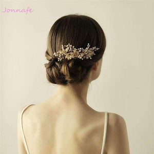 Planet Gates Beaded Blossoms Hair Comb Gold Bridal Headpiece Wedding Leaf Hair Combs Accessories Women Crown