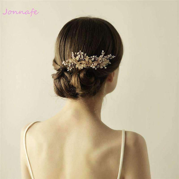 Planet Gates Beaded Blossoms Hair Comb Gold Bridal Headpiece Wedding Leaf Hair Combs Accessories Women Crown