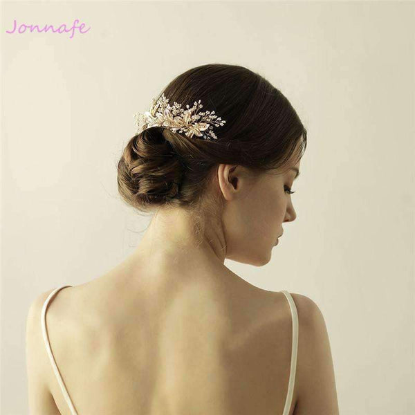 Planet Gates Beaded Blossoms Hair Comb Gold Bridal Headpiece Wedding Leaf Hair Combs Accessories Women Crown