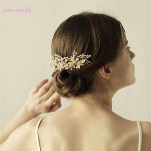 Planet Gates Beaded Blossoms Hair Comb Gold Bridal Headpiece Wedding Leaf Hair Combs Accessories Women Crown