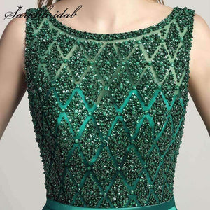 Planet Gates Beaded Evening Dresses Long Elegant O Neck Sexy Backless Satin Vestido Longo In Stock Floor Length Prom Gowns CC443