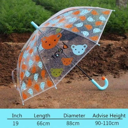 Planet Gates bear Cartoon print child's umbrella transparent rain tools for children animals giraffe,frog,tiger,rabbit,bear YS116