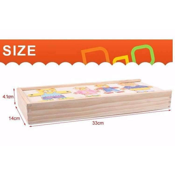 Planet Gates Bear change clothes Children's early education Wooden jigsaw Puzzle Dressing game Baby Wooden Puzzle toys free shipping