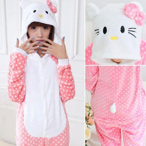 Planet Gates Bear Dot KT / S Animal Pajamas Flannel Winter Women Men Unicorn Stitch Panda Pikachu Onesie Sleep lounge Sleepwear