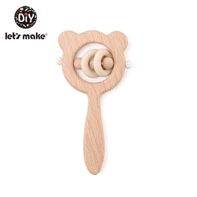 Planet Gates Let's Make 1PC Wooden Teether Hedgehog Crochet Beads Wood Crafts Ring Engraved Bead Baby Teether Wooden Toys For Baby Rattle