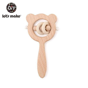 Planet Gates Bear Rattle 1 Let's Make 1PC Wooden Teether Hedgehog Crochet Beads Wood Crafts Ring Engraved Bead Baby Teether Wooden Toys For Baby Rattle