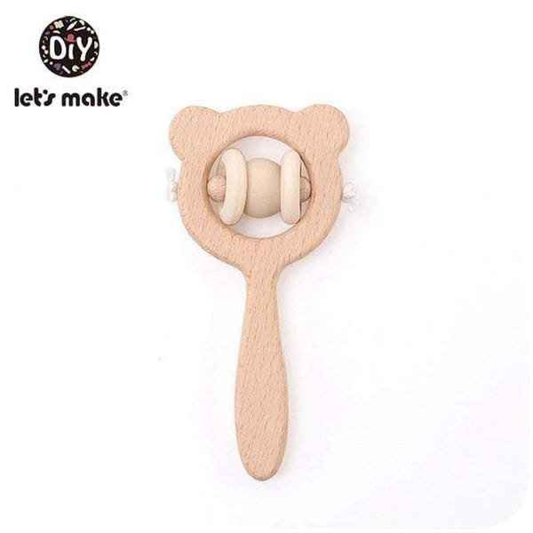 Planet Gates Bear Rattle 2 Let's Make 1PC Wooden Teether Hedgehog Crochet Beads Wood Crafts Ring Engraved Bead Baby Teether Wooden Toys For Baby Rattle