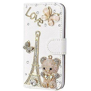 Planet Gates Bear Tower / PU leather Diamond Flip Leather Phone Case For Huawei P8 LITE 2017/P9 LITE 2017/Honor 8 lite,Wallet Style Cover With Card Slot