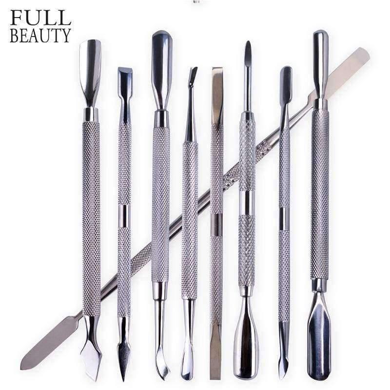 Planet Gates Beauty Nail Art Cuticle Remover Sets Steel Double-ended Manicure Pedicure Pusher Fork Knife Trimmer Tools 9pcs/kit CH1-9
